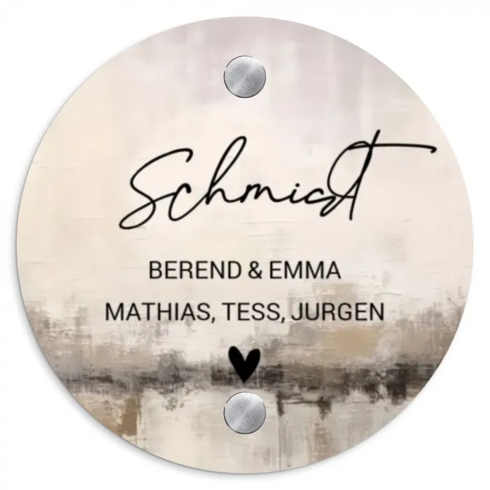 Geschilderd - Sierlijk Naambord Rond klein -3d