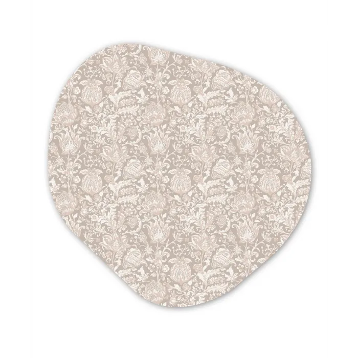 Bloemenprint - Grijs - Crème Wandcirkel Organisch Forex 3mm klein 629 -3d