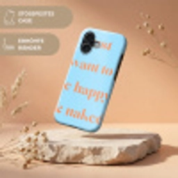 Blauw - Oranje - Just want to be happy & naked Toughcase MagSafe Apple iPhone 17 klein -USP_RandenV_DE
