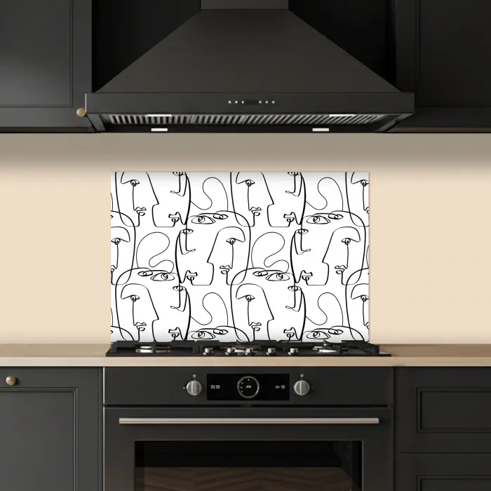 Gezichten - Abstract - Contourlijnen keuken achterwand spatscherm klein 900 -sfeer1