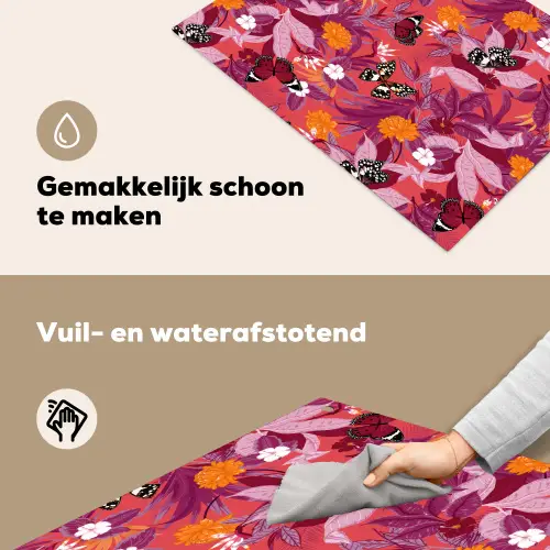Zomer - Vlinder - Donker - Roze Inductie beschemer met haakjes klein 777 -ky-schoon-nl