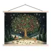 Feestboom - Winterhemel - Kleurrijk textielposter latten blank klein -3d