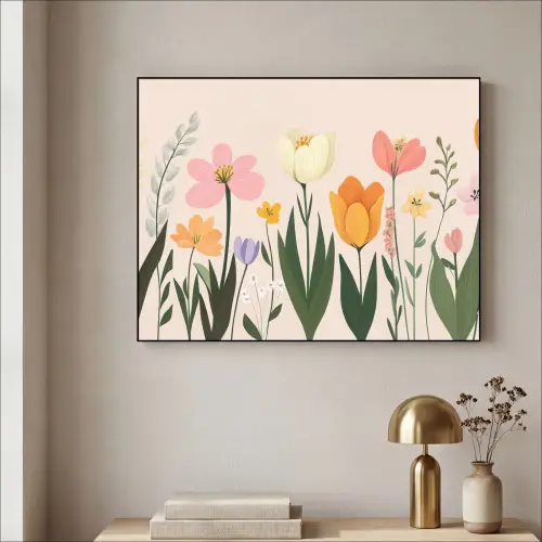 Pasteltinten - Bloemen - Illustratie Textielframe zwart klein -sfeer2
