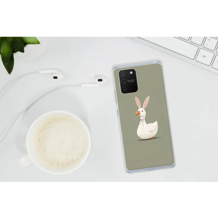 Eend - Konijnoren - Grijs Telefoonhoesje Samsung Galaxy S10 Lite klein -oordopS10Lite