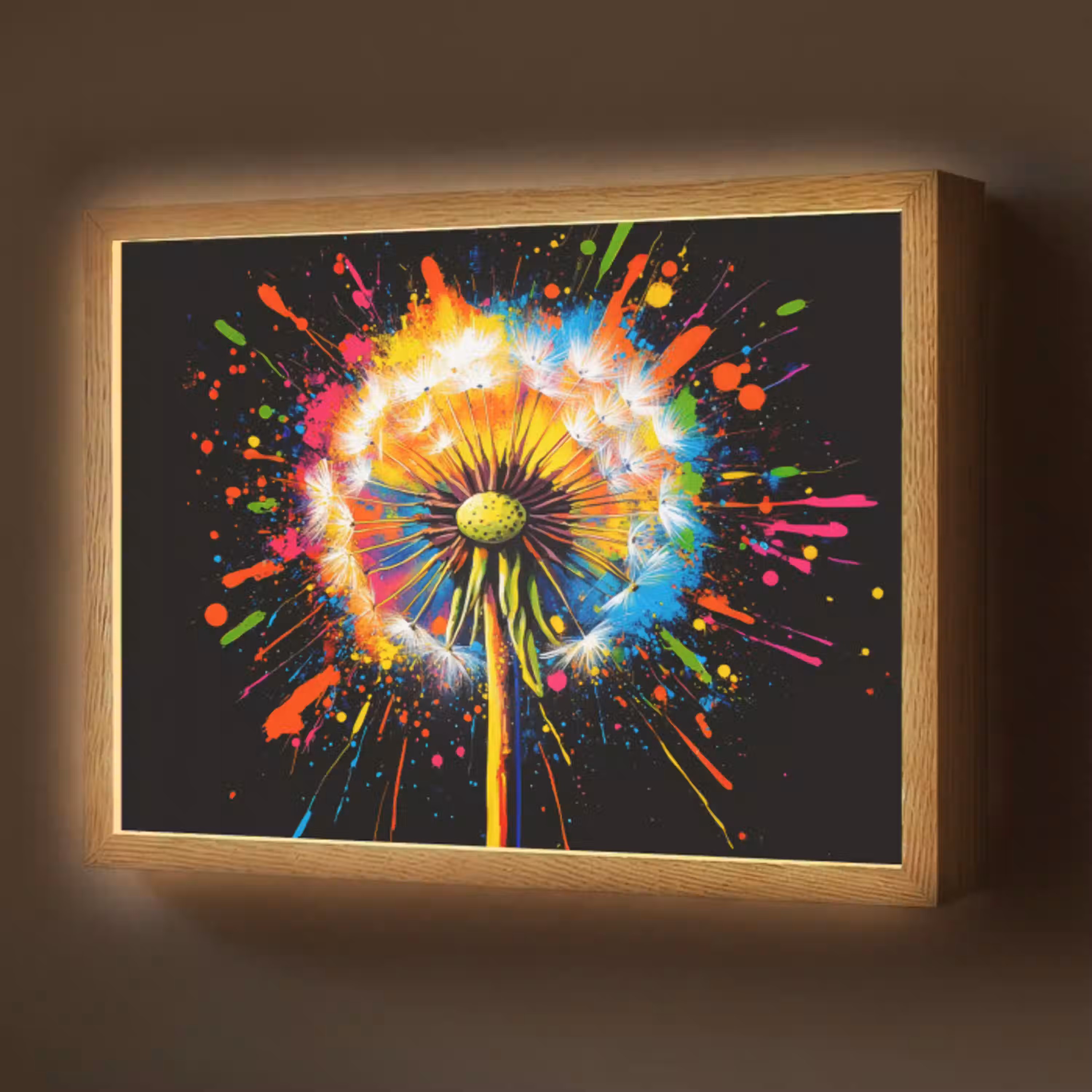 Paardenbloem - Graffiti - Kleurrijk - Bloemen - Natuur Light Box met batterij (Wandlamp) middel -z3d_website