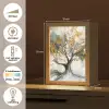 Boom - Modern - Abstract - Goud - Zwart - Wit Light Box met kabel (Tafellamp) klein -USP_NL
