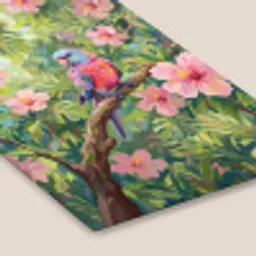 Papagaai - Hibiscusbloemen - Kleurrijk fotolijst zwart zonder passe partout klein -zsfeer6