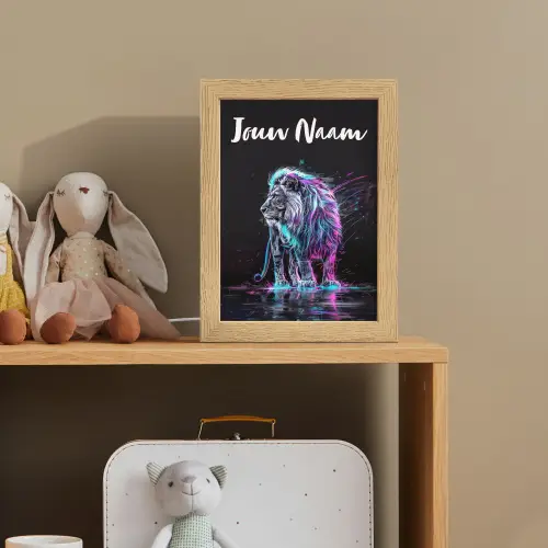 Leeuw - Kleuren - Zwart - Dieren Light Box met kabel (Kinderlampje) klein -sfeer2_kind