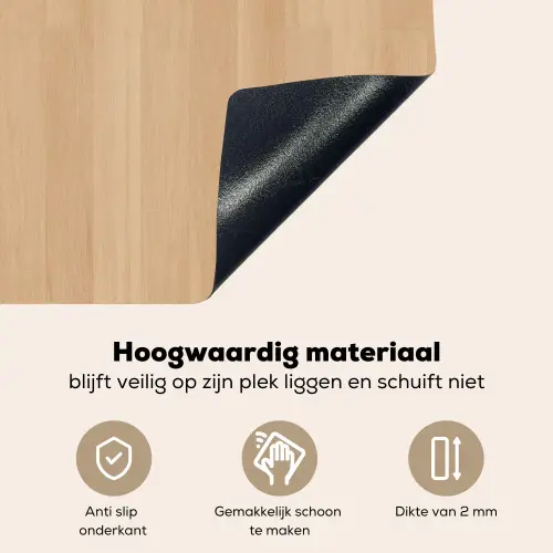 Naturel - Hout - Plank - Patronen Inductie beschemer met haakjes klein 777 -ky-onderkant-nl