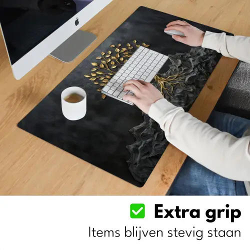 Bladeren - Goud - Boom - Rots Muismat XXL klein -sfeer3