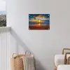 Zee - Zonsondergang - Strand - Wolken - Oranje tuinposter los doek klein -sfeer8