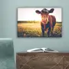 Koe - Zonsondergang - Bloemen - Gras - Dieren canvas 2cm klein -sfeer4