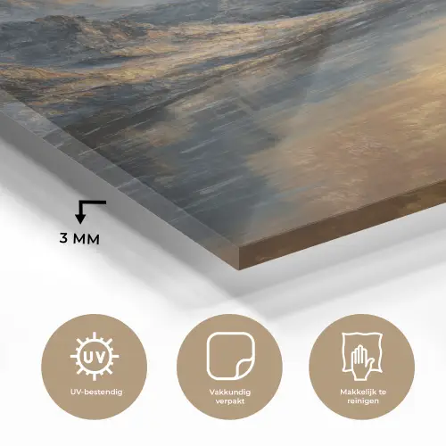 Berglandschap met Gouden Zonsondergang plexiglas 5mm klein -sfeer2