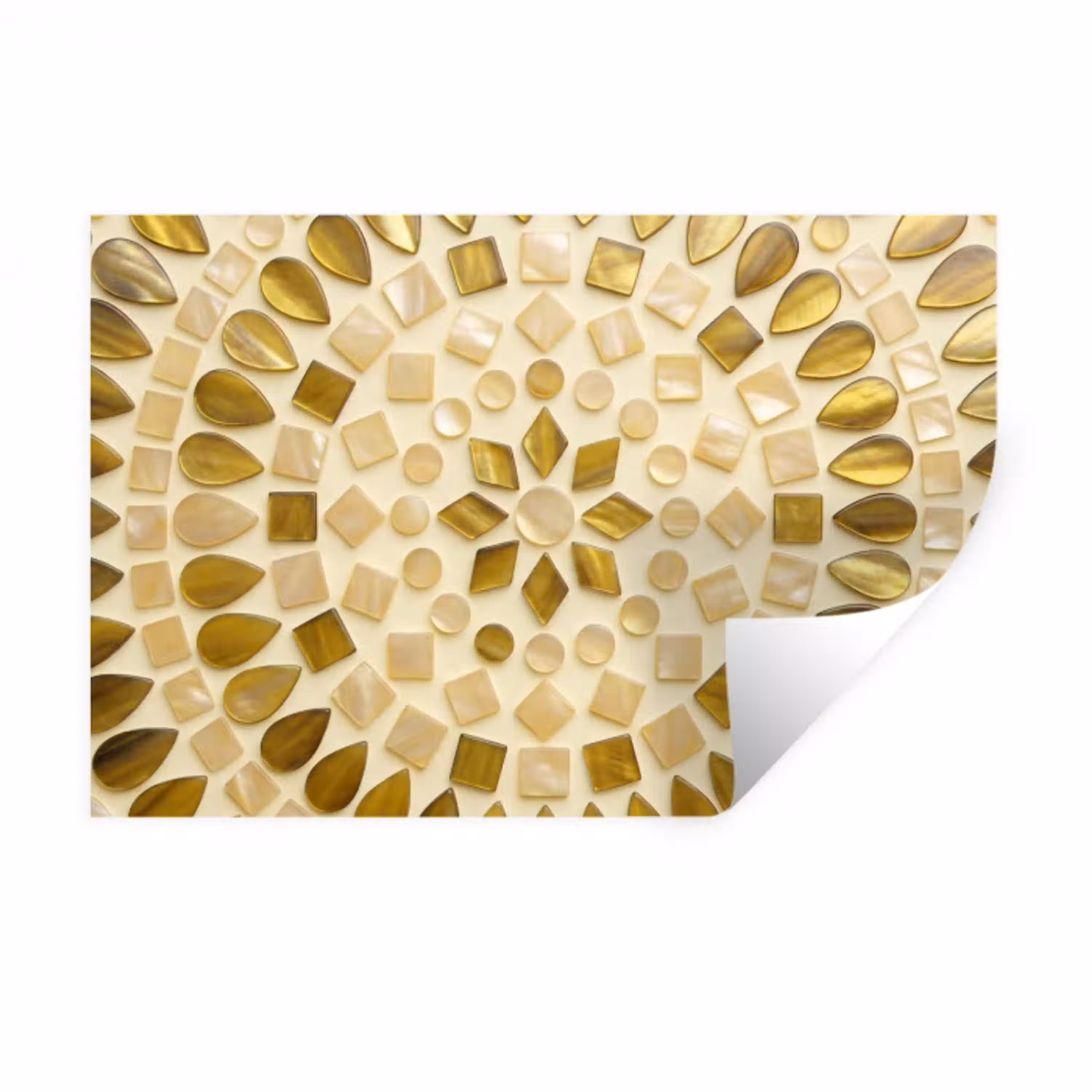 Patroon - Vormen - Mozaïek - Abstract - Goud Muursticker klein -3d