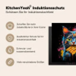 Kat - Graffiti - Kleurrijk - Wafel - Eten Inductie beschermer vinyl 3mm middel -tsfeer2_DE