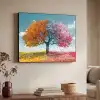 Boom - Kleurrijk - Natuur - Levensboom Textielframe zwart klein -sfeer3