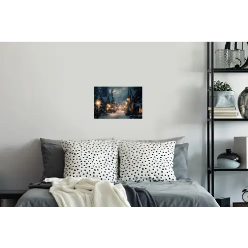 Winterdorp - Sneeuw - Donker Muursticker klein -slaapkamer