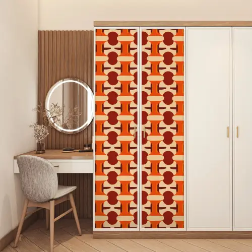 Geometrisch - Retro - Oranje deurposter klein 289 -sfeer3