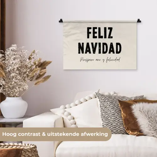 Kerst - Quotes - Feliz navidad - Kerstmis - Feestdagen Wandkleed katoen klein -sfeer1