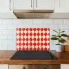 Golvend patroon - Retro - Rood - Beige keuken achterwand spatscherm klein 900 -sfeer2