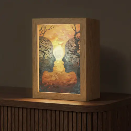 Bomen - Gezichten - Zon - Kunst Light Box met kabel (Tafellamp) klein -z3d_website