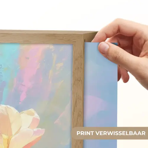 Tulpen - Roze accenten - Blauw Light Box met batterij (Wandlamp) middel -USP_websiteprintNL