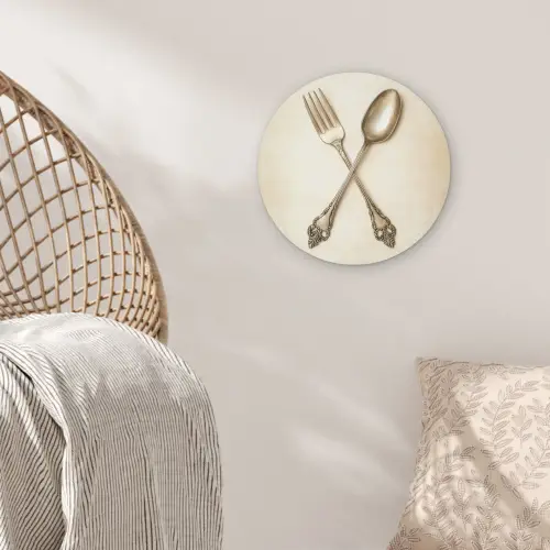 Beige - Vintage - Bestek Wandcirkel plexiglas klein -sfeer5