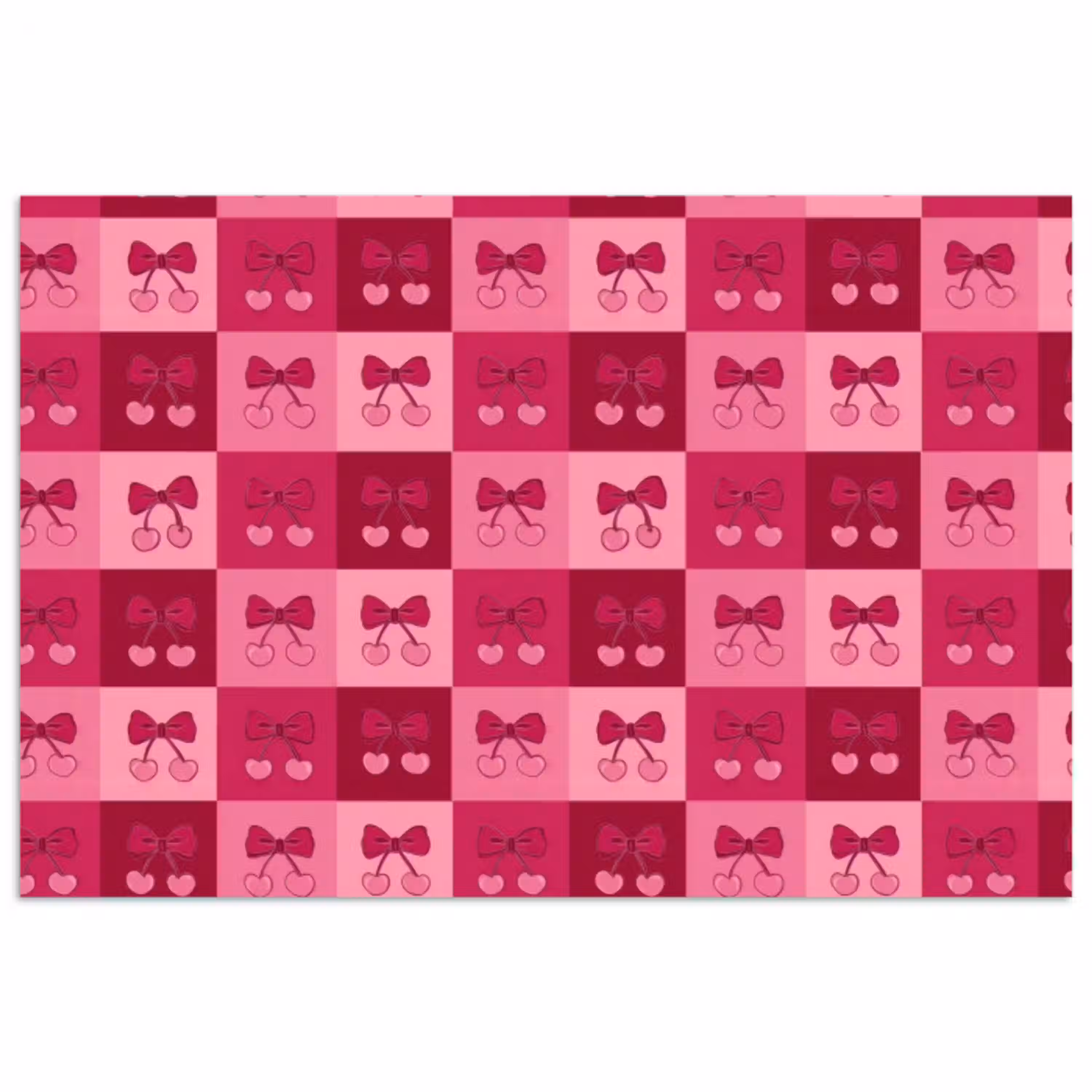 Kersen - Strikjes - Speels - Roze - Bordeaux poster papier klein 62 -3d