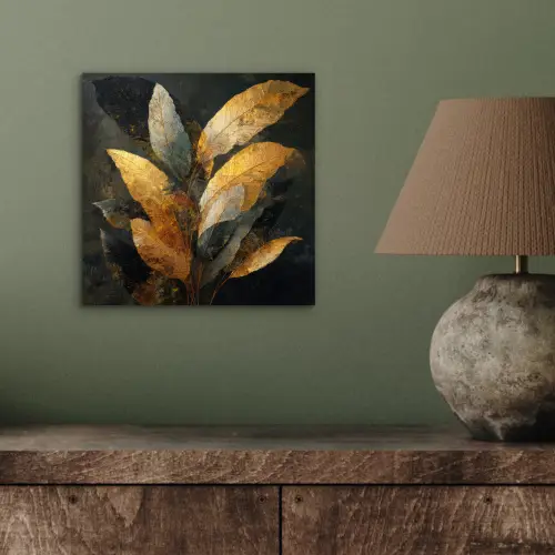 Gouden Bladcompositie – Botanische Luxe aluminium wit klein -sfeer2
