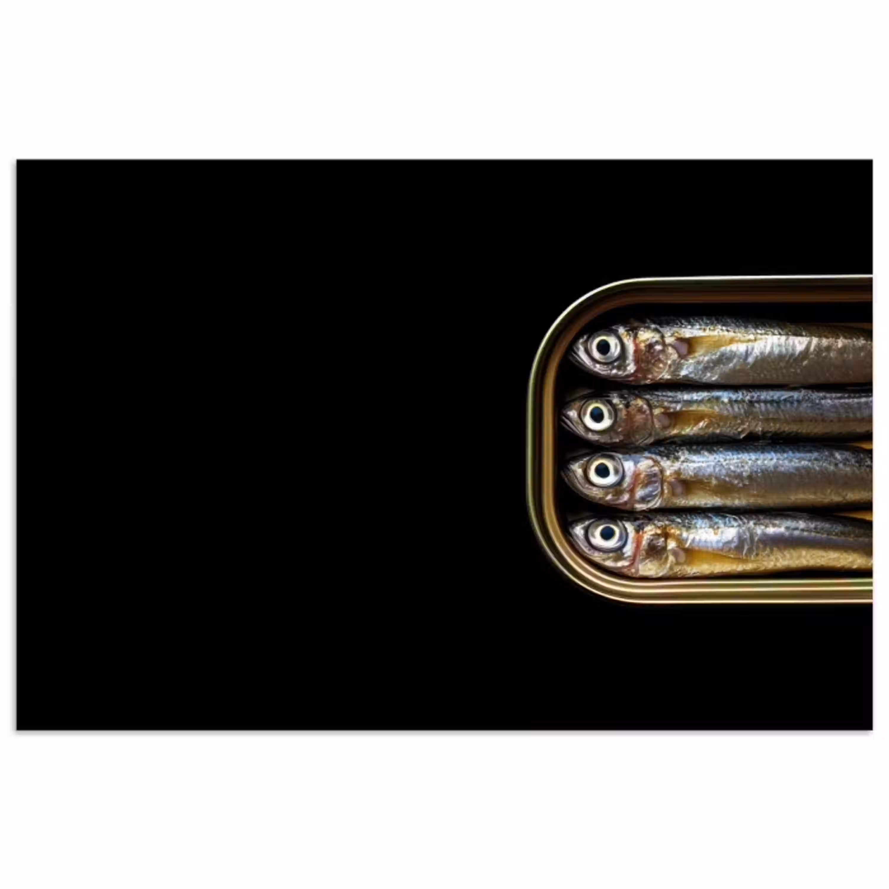 Sardines - Blik - Zwart - Vissen poster papier klein -3d