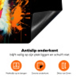 Kat - Eten - Patat - Graffiti - Abstract Inductie beschermer vinyl 3mm klein -zzzzzzz-td-onderkant