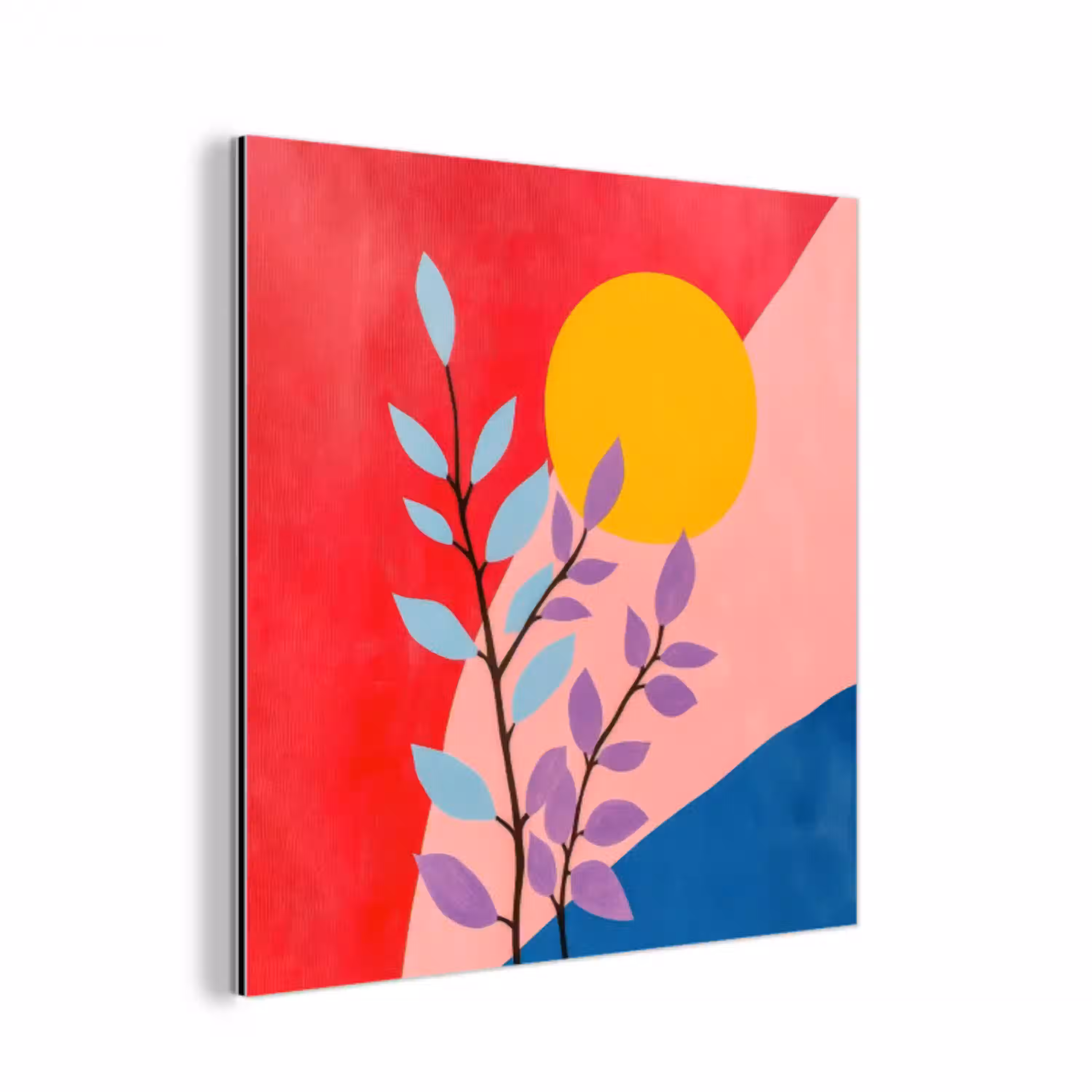 Bladeren - Zon - Abstracte vormen aluminium wit klein -3d