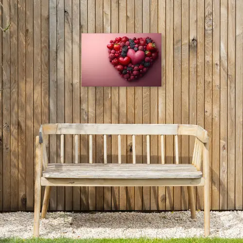Fruit - Hartjes - Aardbeien - Frambozen - Bosbessen Tuinposter op houten frame 2 cm dik klein -sfeer4