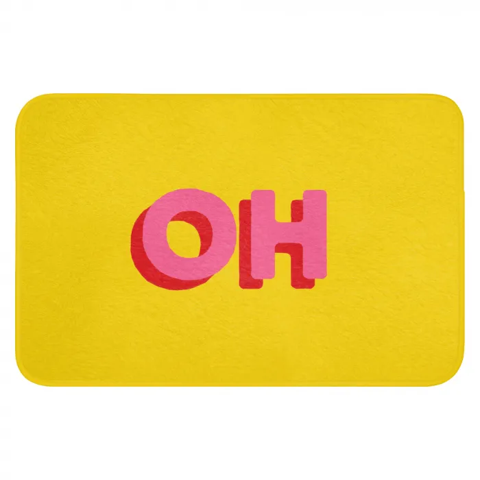 Geel - Roze - Oh - 3D Badmat klein -3d
