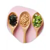 Ingrediënten - Lepels - Hout - Roze Wandcirkel Organisch Plexiglas middel -3d