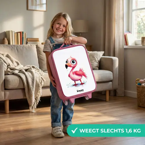 Roze flamingo in het water Kinderkoffer - Roze klein -sfeer2_NL