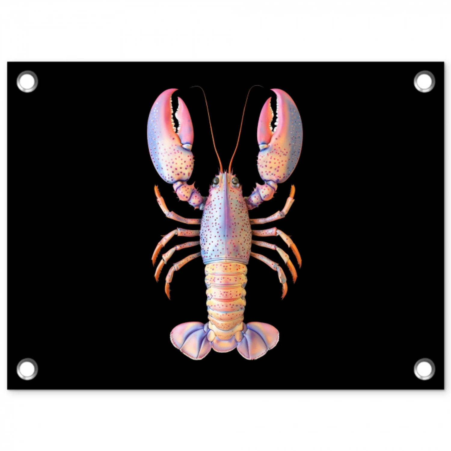 Kreeft - Roze - Zacht - Zwart tuinposter los doek klein -3d