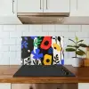 Bloemen - Bladeren - Abstract - Zwart keuken achterwand spatscherm klein -sfeer2