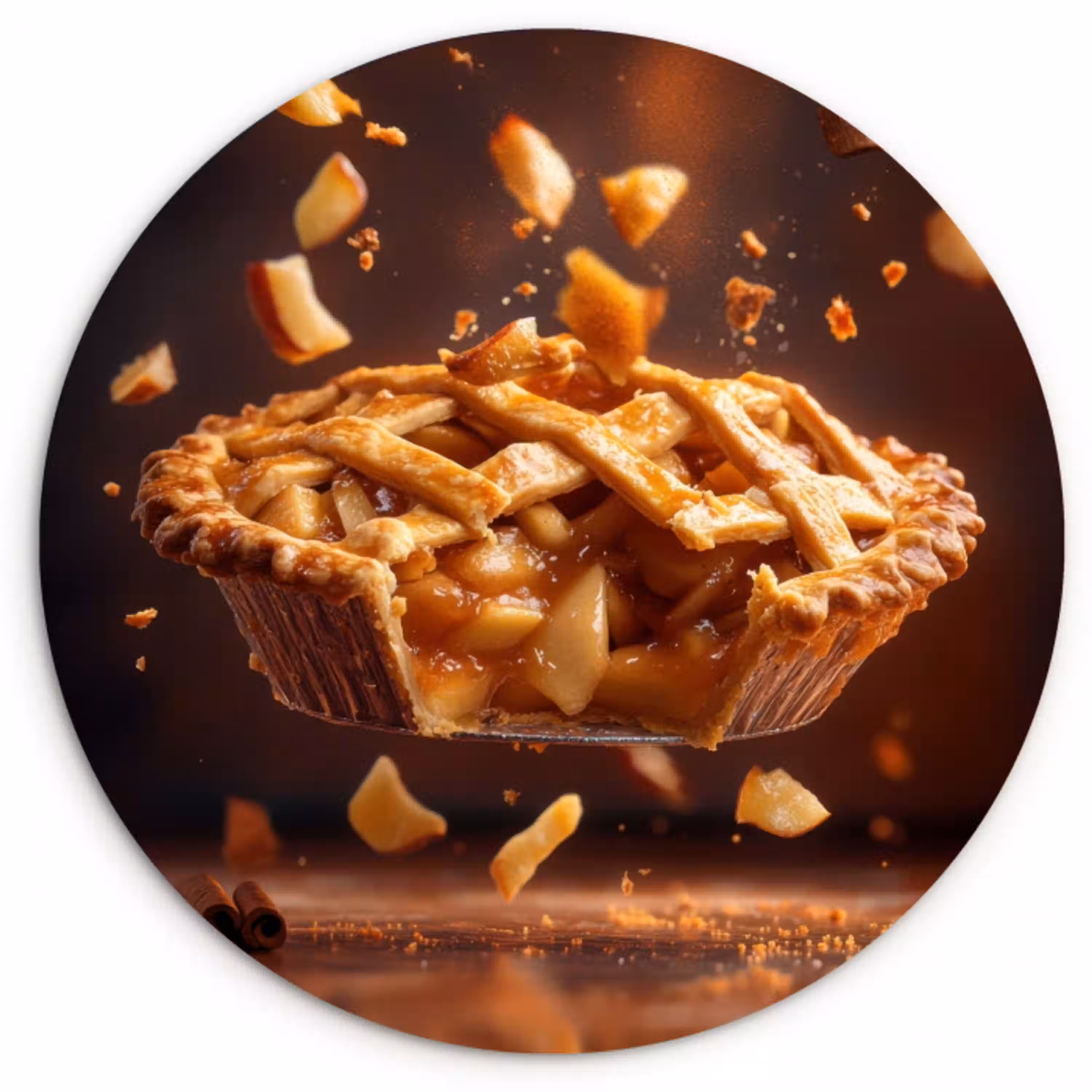 Appel - Taart - Warm - Eten Wandcirkel plexiglas klein -3d