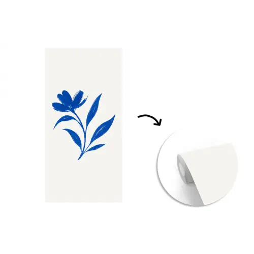 Bloem - Blaadjes - Minimalistisch - Blauw fotobehang vinyl groot -3d