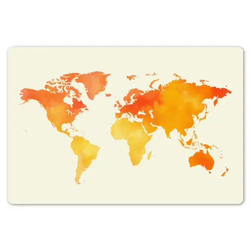 Wereldkaart - Oranje - Kleurrijk Placemat vinyl groot -zzsfeer1_Kitchenyeah-website