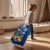 T-Rex als voetballer in vol stadion Kinderkoffer - Blauw klein -sfeer1