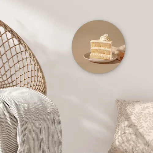 Vanilletaart - Cake - Romig Wandcirkel kunststof plaat 5mm dik klein -sfeer5