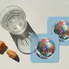 Discobal - Glinsterende sterren - Regenboog onderzetter kurk middel -sfeer4
