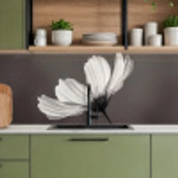Bloem - Minimalistisch - Zwart - Wit keuken achterwand 2 middel -sfeer3