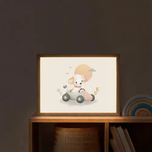 Puppy - Raceauto - Oranje Light Box met batterij (Wandlamp kind) middel -sfeer1_kind
