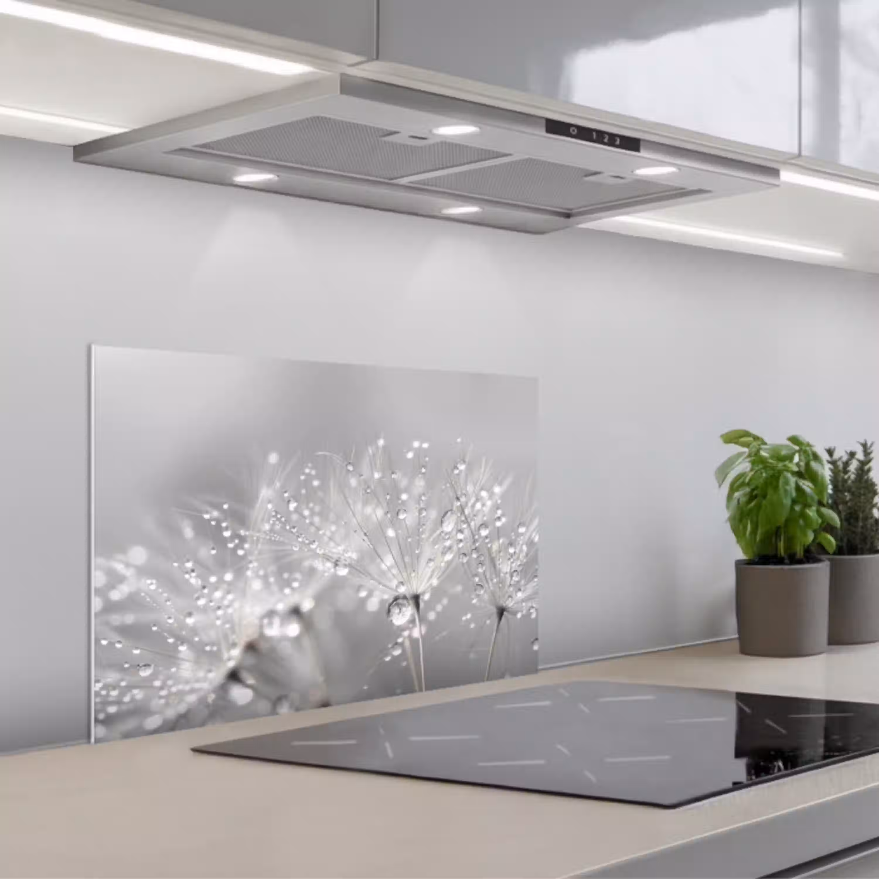 Paardenbloem - Waterdruppels - Stilleven - Modern keuken achterwand spatscherm klein -3d_schuin
