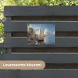 Zeilschip - Huizen - Kade - Zee tuinposter los doek klein -sfeer3