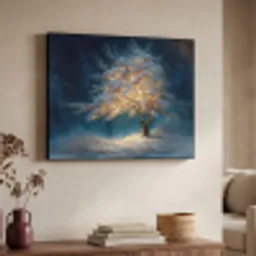 Levensboom - Nacht - Donker - Blauw Textielframe - compleet frame klein -sfeer3