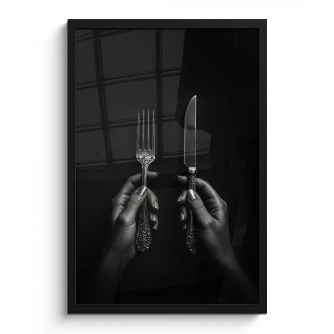 Poster met lijst - Bestek - Zwart - Wit